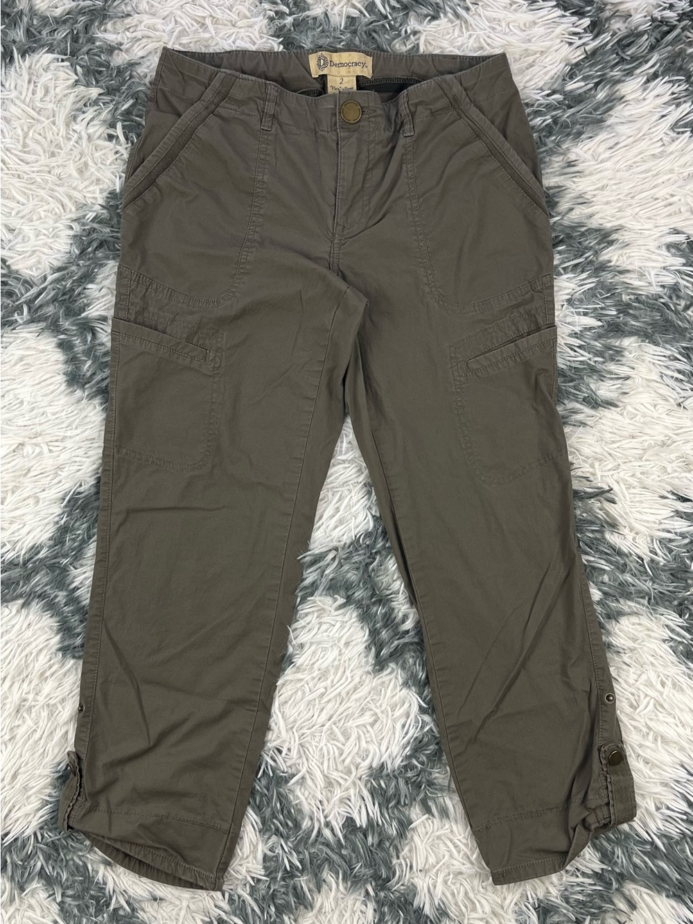 Democracy Women’s Brown Utility Crop Cargo Capri Size 2